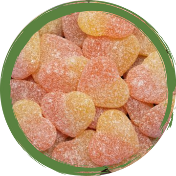 Sour peach hearts vegan lollies 200g