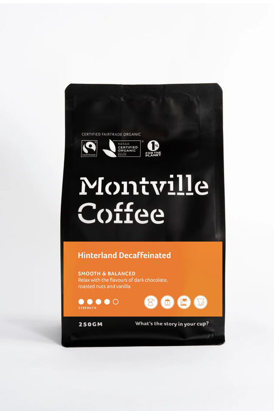 Montville Coffee- Hinterland Decaffeinated: Organic, Mountain Water Process, Fairtrade