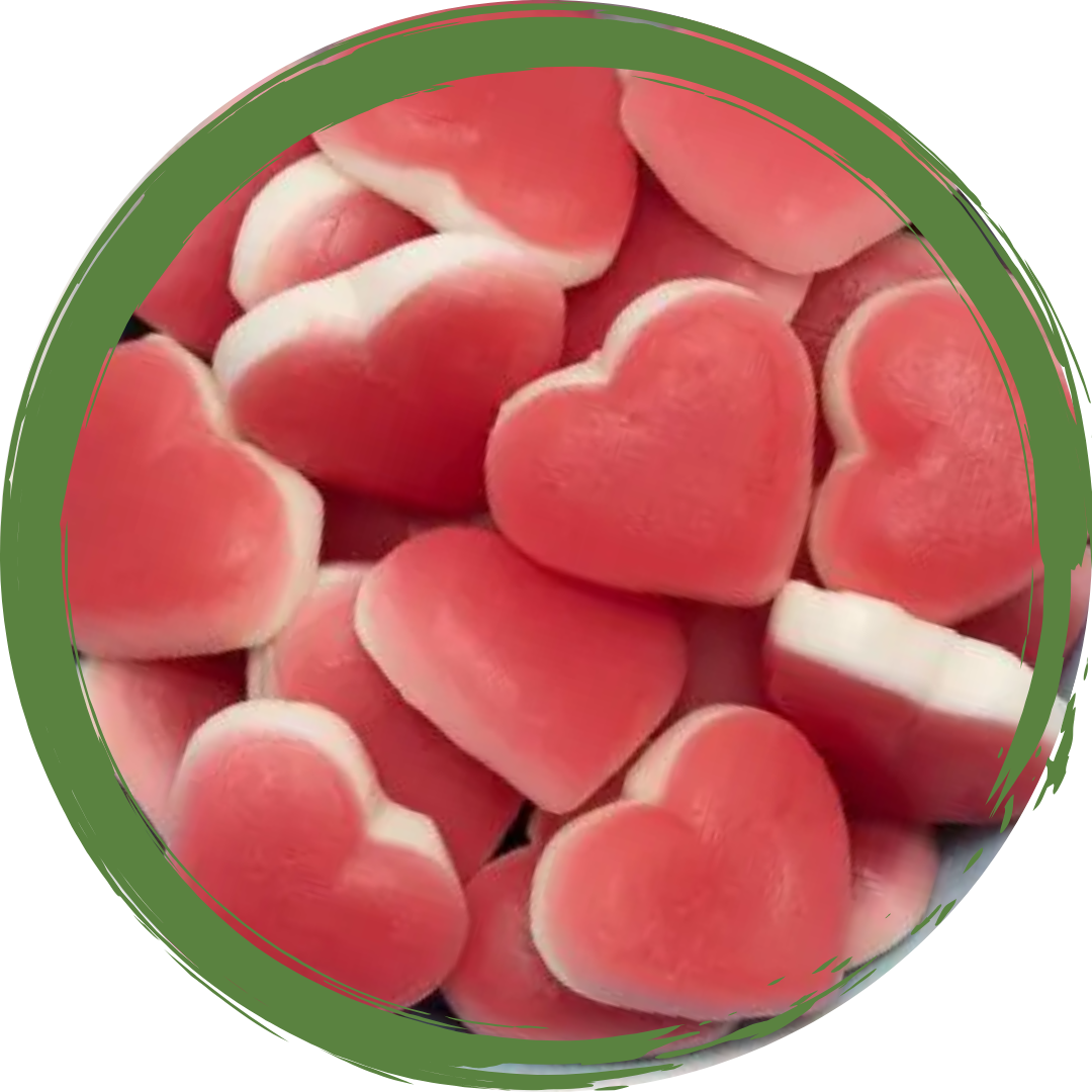 Strawberry hearts vegan lollies 200g